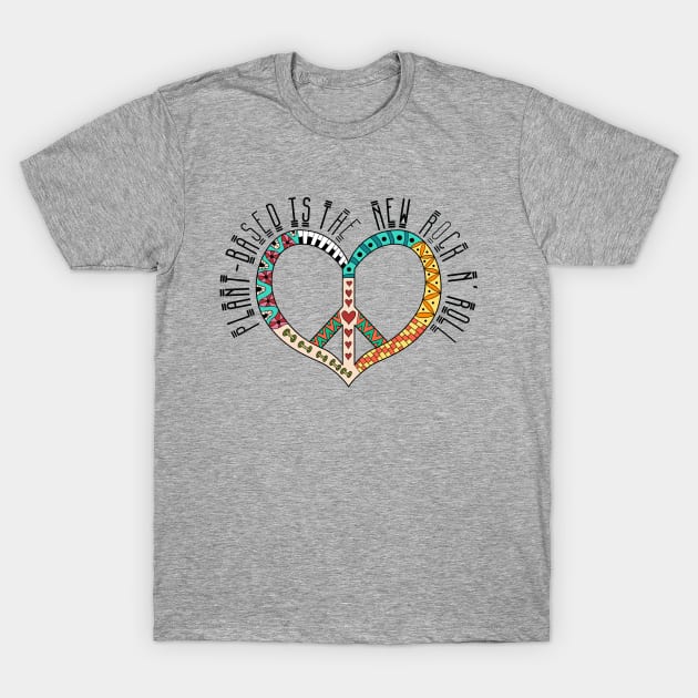 Cool Retro Heart for the Plant-based, Vegetarian or Vegan T-Shirt by Dibble Dabble Designs